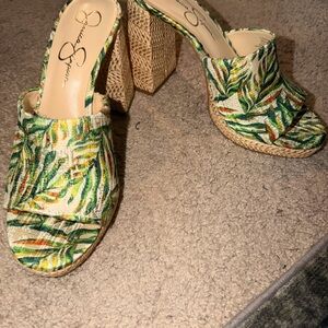Jessica Simpson Leaf Print Wedge Sandals